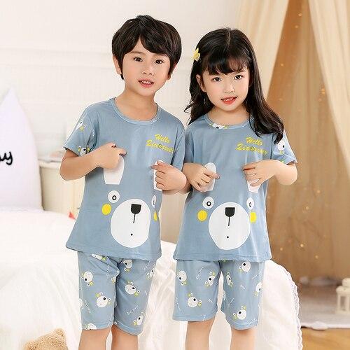 Cartoon Children Short Sleeve Pajamas 2019 Boy Girl Spring Summer Sleepwear Baby Nightwear Child Gift Kids Lovely Pyjamas Set