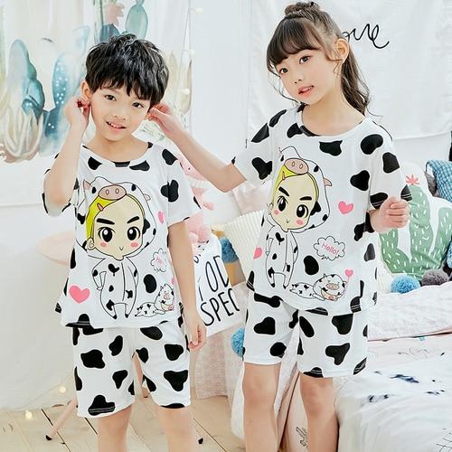 Pajamas Suit for Kids Cartoon Cute Children Pijamas Short Sleeve Summer Girls Sleepwear Baby Pyjamas Set Boys Sleepwear