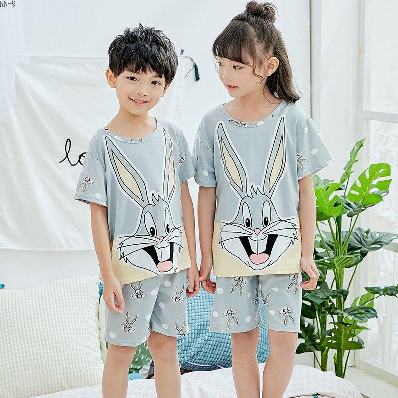 New Summer Cartoon Short Sleeve Pajamas Suit Girls Cute Sleepwear Children Clothing Set Boys Child Pijamas Sets Baby Homewear