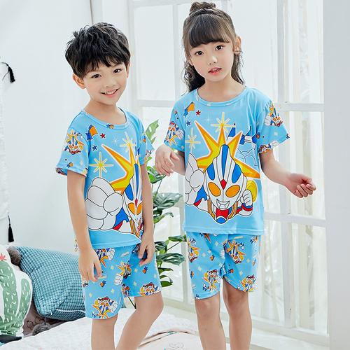 New Summer Cartoon Short Sleeve Pajamas Suit Girls Cute Sleepwear Children Clothing Set Boys Child Pijamas Sets Baby Homewear