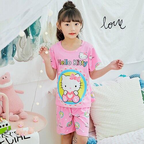 Baby Kids Pajamas Set 2019 Summer Children Short Sleeve Sleepwear Boys Cartoon Pyjamas Girls Cute Nightwear Home Clothing