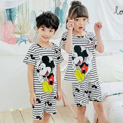 Baby Kids Pajamas Set 2019 Summer Children Short Sleeve Sleepwear Boys Cartoon Pyjamas Girls Cute Nightwear Home Clothing