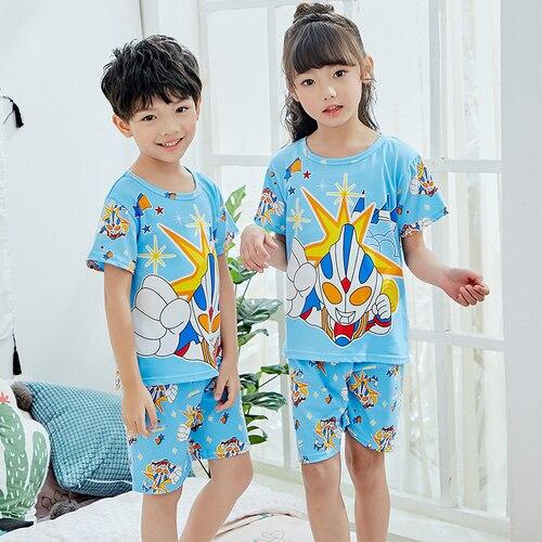 Baby Kids Pajamas Set 2019 Summer Children Short Sleeve Sleepwear Boys Cartoon Pyjamas Girls Cute Nightwear Home Clothing