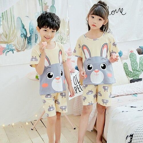 Baby Kids Pajamas Set 2019 Summer Children Short Sleeve Sleepwear Boys Cartoon Pyjamas Girls Cute Nightwear Home Clothing