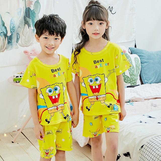 Baby Kids Pajamas Set 2019 Summer Children Short Sleeve Sleepwear Boys Cartoon Pyjamas Girls Cute Nightwear Home Clothing