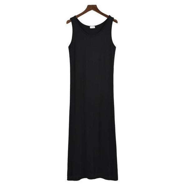 New Sleeveless Ladies Basic Sleep Shirt Sexy Lingerie Solid Long Nightgown Modal Sleepwear Summer Loose Nighty Nightdress M-XXL