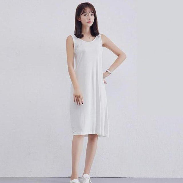 New Sleeveless Ladies Basic Sleep Shirt Sexy Lingerie Solid Long Nightgown Modal Sleepwear Summer Loose Nighty Nightdress M-XXL
