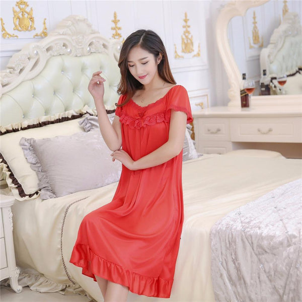 2019 Hot Sale Plus Size 2XL New Sexy Silk Nightgowns Women Casual Chemise Nightie Nightwear Lingerie Nightdress Sleepwear Dress