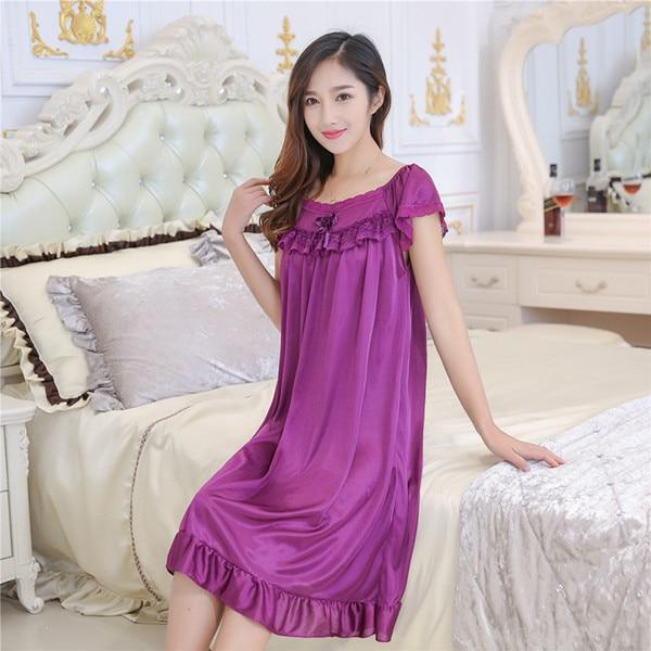 2019 Hot Sale Plus Size 2XL New Sexy Silk Nightgowns Women Casual Chemise Nightie Nightwear Lingerie Nightdress Sleepwear Dress
