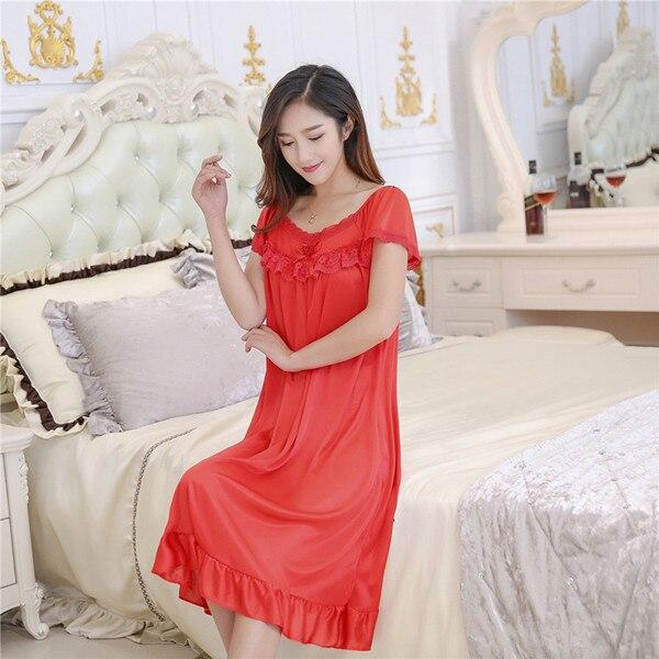 2019 Hot Sale Plus Size 2XL New Sexy Silk Nightgowns Women Casual Chemise Nightie Nightwear Lingerie Nightdress Sleepwear Dress