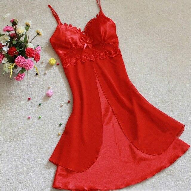 2018 New Women Sexy Silk Satin Night Gown Sleeveless Nightdress Lace Sleep Dress V-neck Nighties Night Shirt Sleepwear Nightwear
