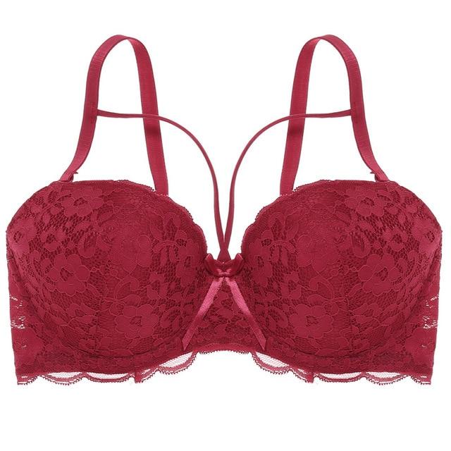Sexy Lace Bra Fashion Racerback Floral Bras For Women B C Cup Underwire Lingerie Bralette Female Bow Brallete Brassiere 36 42