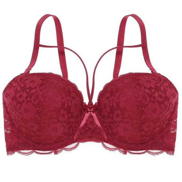 Sexy Lace Bra Fashion Racerback Floral Bras For Women B C Cup Underwire Lingerie Bralette Female Bow Brallete Brassiere 36 42