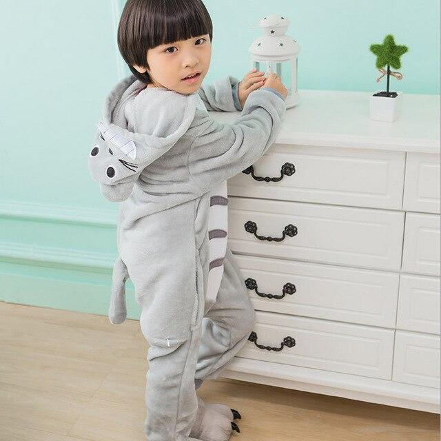 Flannel Children kigurumi Pajamas Set Winter Hooded Animal Unicorn Pikachu Stitch Kids Pajamas For Boys Girls Sleepwear Onesies
