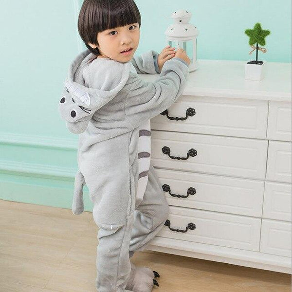 Flannel Children kigurumi Pajamas Set Winter Hooded Animal Unicorn Pikachu Stitch Kids Pajamas For Boys Girls Sleepwear Onesies