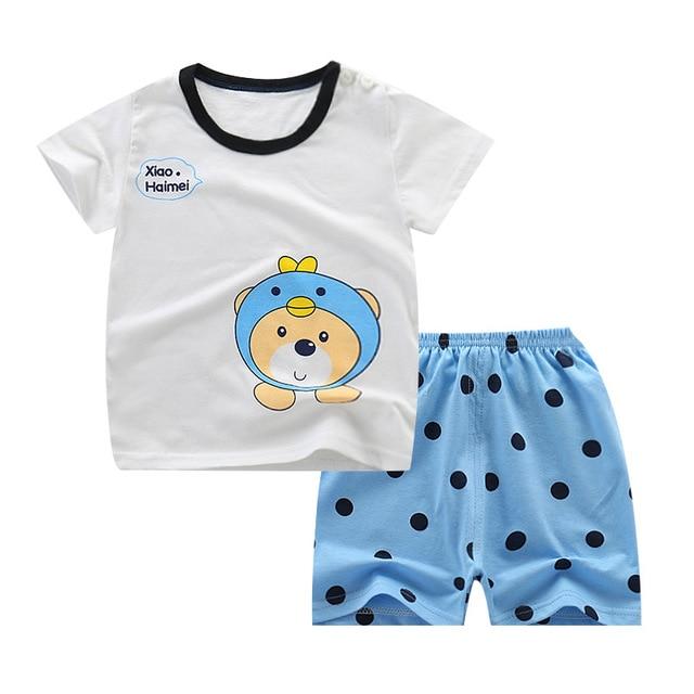 Summer Children's Pajamas Sets Cotton Short Sleeved Baby Girls Clothing Suit Cartoon Sleepwear Kids Pyjamas Enfant Boys Pyjama