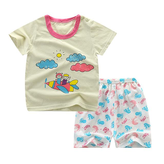 Summer Children's Pajamas Sets Cotton Short Sleeved Baby Girls Clothing Suit Cartoon Sleepwear Kids Pyjamas Enfant Boys Pyjama