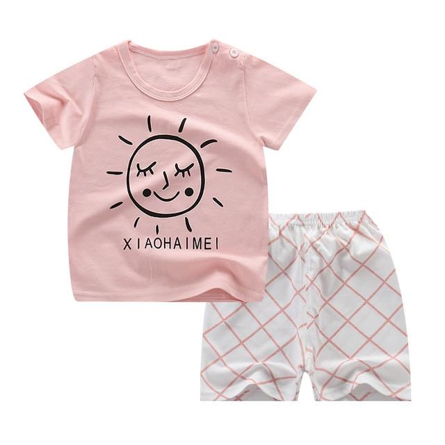 Summer Children's Pajamas Sets Cotton Short Sleeved Baby Girls Clothing Suit Cartoon Sleepwear Kids Pyjamas Enfant Boys Pyjama