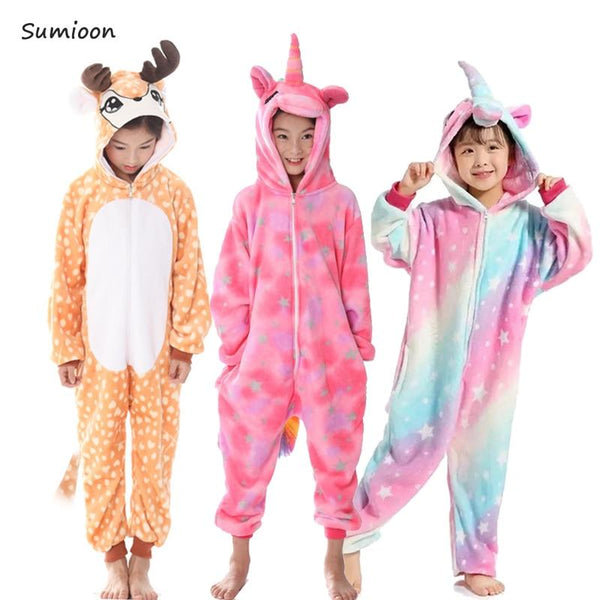 Kigurumi Unicorn Pajamas for Children Winter Unicornio Girls Boys Sleepwear Panda Onesie Kids Costume Baby Licorne Pyjamas Kids