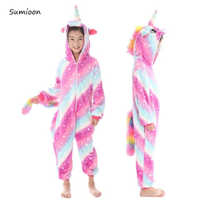 Kigurumi Unicorn Pajamas for Children Winter Unicornio Girls Boys Sleepwear Panda Onesie Kids Costume Baby Licorne Pyjamas Kids