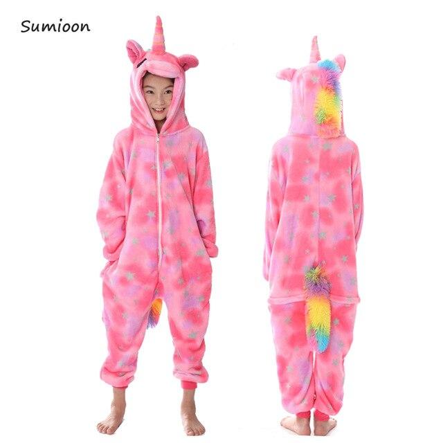 Kigurumi Unicorn Pajamas for Children Winter Unicornio Girls Boys Sleepwear Panda Onesie Kids Costume Baby Licorne Pyjamas Kids