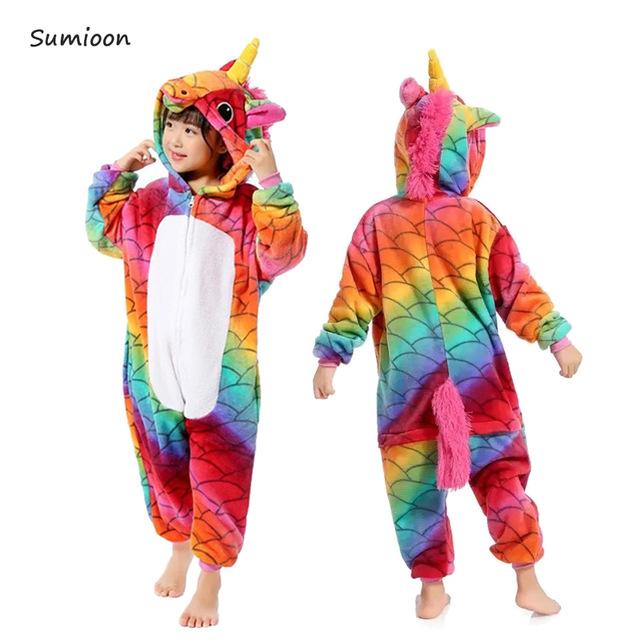 Kigurumi Unicorn Pajamas for Children Winter Unicornio Girls Boys Sleepwear Panda Onesie Kids Costume Baby Licorne Pyjamas Kids