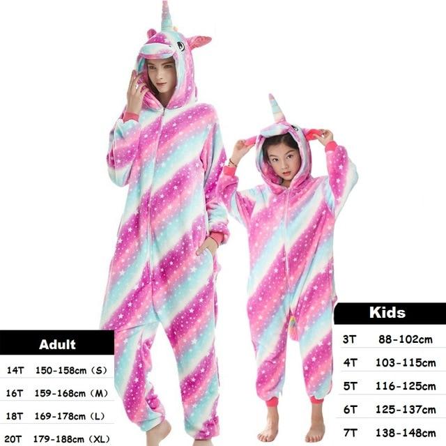 Kids Unicorn Pijama Adult Winter Pyjama Sleepwear For Women Boys Cartoon Homewear Onesie Kigurumi Pajamas Set Baby Girls Clothes