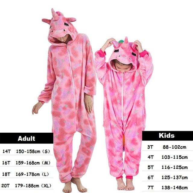 Kids Unicorn Pijama Adult Winter Pyjama Sleepwear For Women Boys Cartoon Homewear Onesie Kigurumi Pajamas Set Baby Girls Clothes