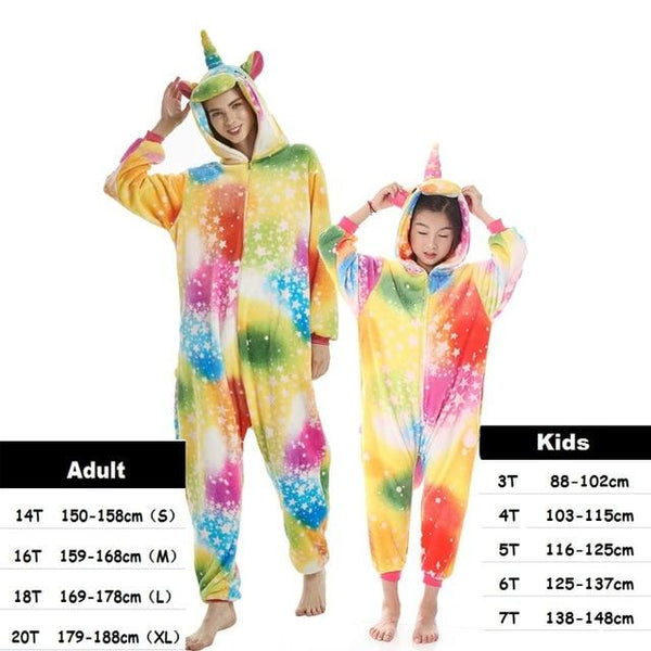 Kids Unicorn Pijama Adult Winter Pyjama Sleepwear For Women Boys Cartoon Homewear Onesie Kigurumi Pajamas Set Baby Girls Clothes