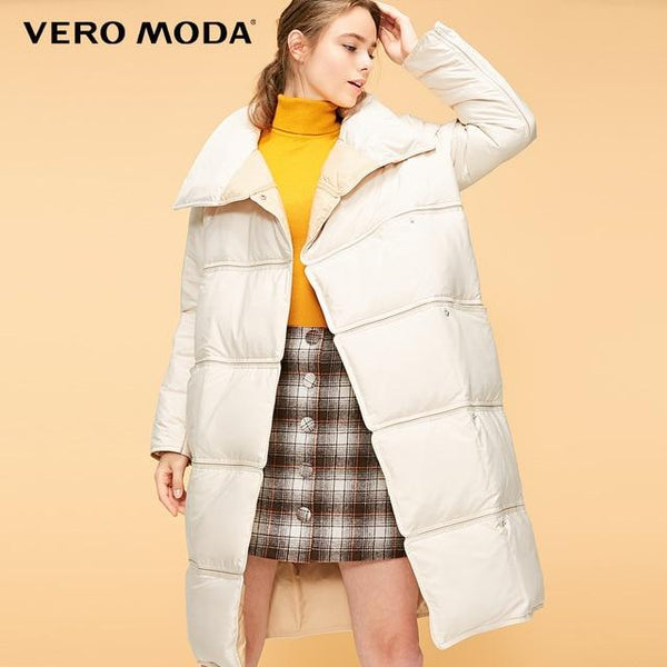 Vero Moda new webbing stitching edging medium and long bomber down jacket