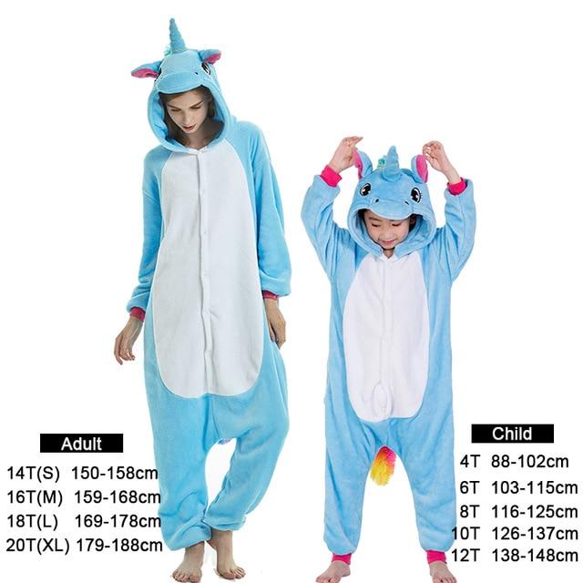 Kids Unicorn Pijama Adult Winter Pyjama Sleepwear For Women Boys Cartoon Homewear Onesie Kigurumi Pajamas Set Baby Girls Clothes