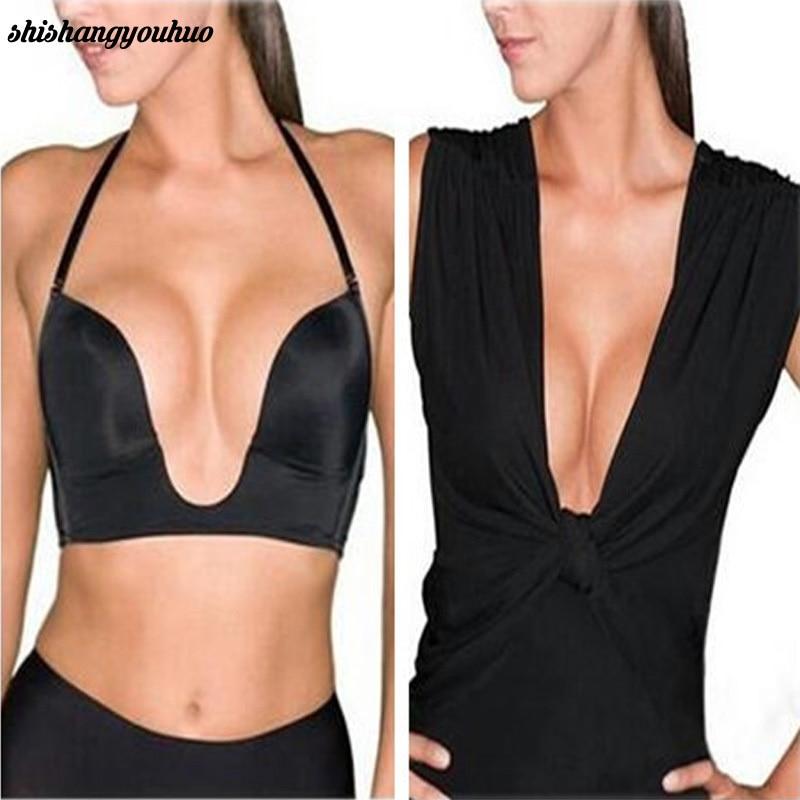 Formal dress all-match sexy invisible women's underwear bra Convertible Straps Solid Deep unlined Plunge U shape Push Up Bras