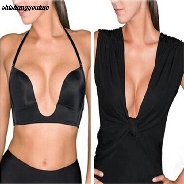 Formal dress all-match sexy invisible women's underwear bra Convertible Straps Solid Deep unlined Plunge U shape Push Up Bras