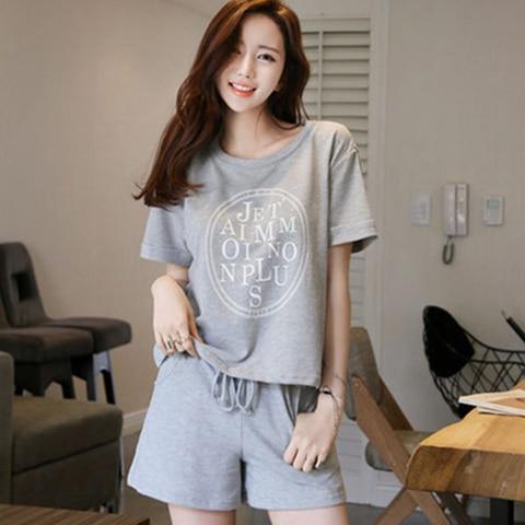 New Big Girl Pajamas Sets summer short Sleeve Thin Cartoon Print Cute Sleepwear Girl Pijamas Mujer Leisure Student Home