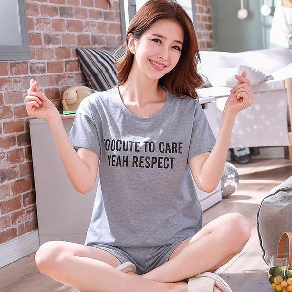 New Big Girl Pajamas Sets summer short Sleeve Thin Cartoon Print Cute Sleepwear Girl Pijamas Mujer Leisure Student Home