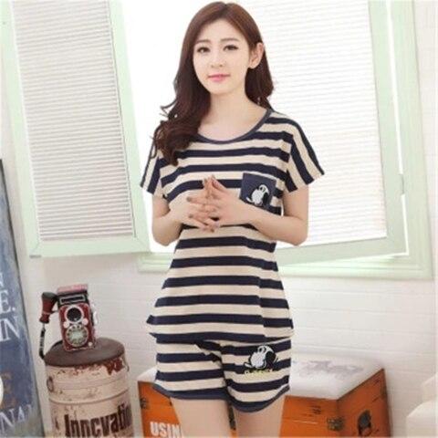 New Big Girl Pajamas Sets summer short Sleeve Thin Cartoon Print Cute Sleepwear Girl Pijamas Mujer Leisure Student Home