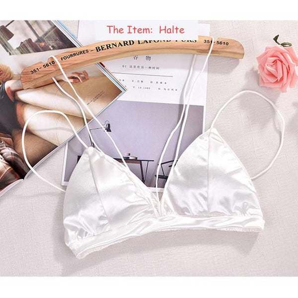Triangle White Lace Bralette Bra Silk Soft Wireless Women Bra Summer Ladies Brassiere Bras For Women Pad Sexy Bralette Lingerie