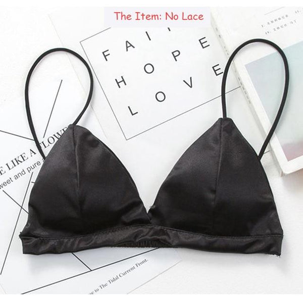 Triangle White Lace Bralette Bra Silk Soft Wireless Women Bra Summer Ladies Brassiere Bras For Women Pad Sexy Bralette Lingerie