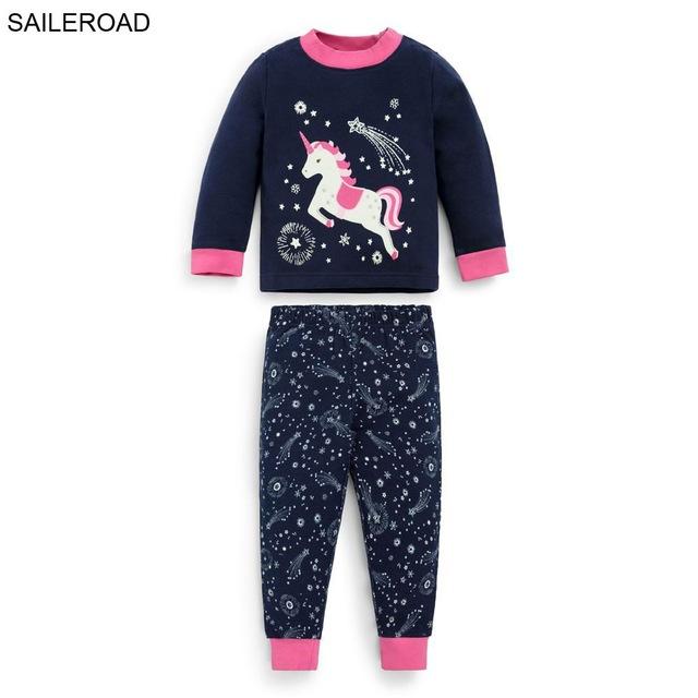 SAILEROAD Fall Pajamas Unicorn for Children Cotton Child Girls Unicorn Pajamas Sets Autumn Children Sleepwear Nightwear Clothes