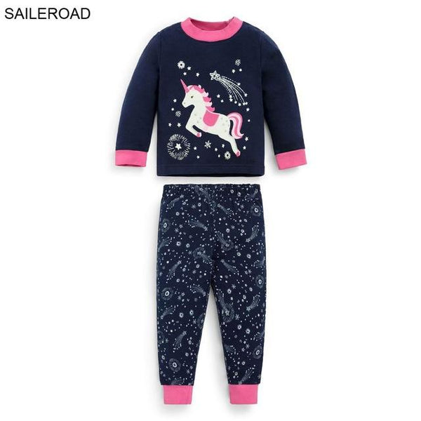SAILEROAD Fall Pajamas Unicorn for Children Cotton Child Girls Unicorn Pajamas Sets Autumn Children Sleepwear Nightwear Clothes