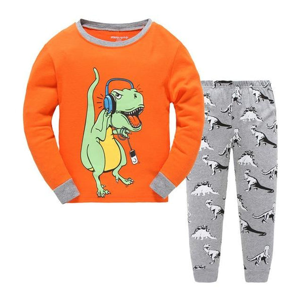 LUCKYGOOBO Kids Pajamas Set Boys Dinosaurs printing Sleepwear fashion pyjamas Set 2-7Y Children's Home pajamas Baby Boy Clothing