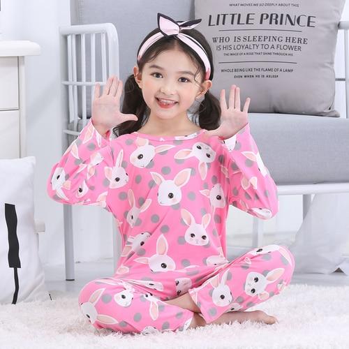 Pajamas Suit for Girls Spring Cartoon Kids Pijamas Set Thin Girls Sleepwear Baby Cute Long Sleeve Nightwear Boys Pajamas Set
