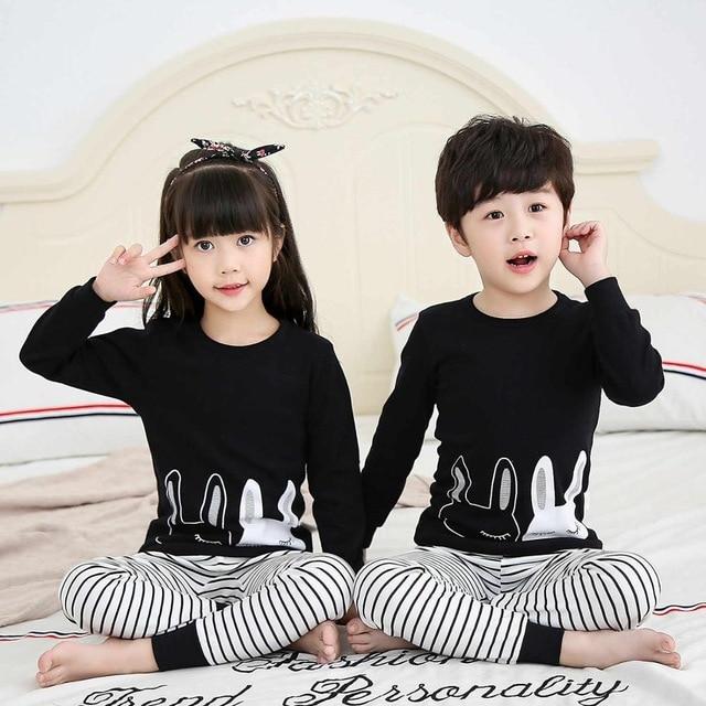 Children Pajamas 2pc Long Sleeve Cartoon Kids Sleepwear Baby Girl Clothes Sleep Suits  Autumn Cotton Child Pyjamas Boy Nightwear