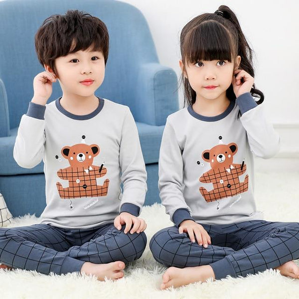 Children Pajamas 2pc Long Sleeve Cartoon Kids Sleepwear Baby Girl Clothes Sleep Suits  Autumn Cotton Child Pyjamas Boy Nightwear