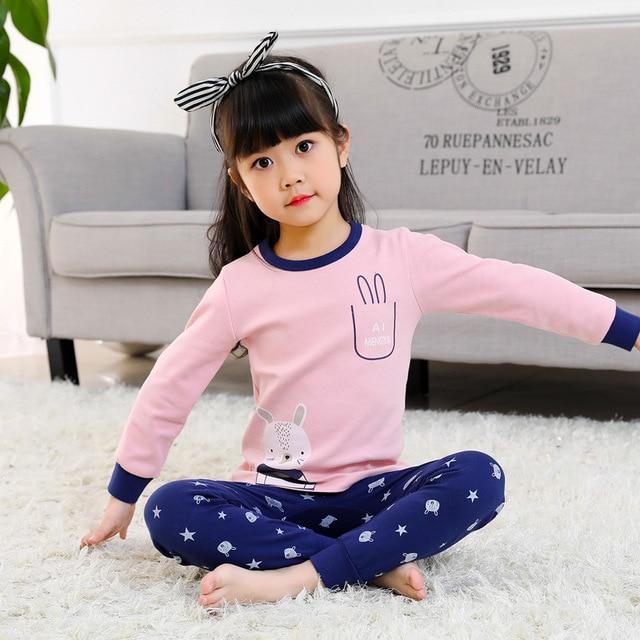 Children Pajamas 2pc Long Sleeve Cartoon Kids Sleepwear Baby Girl Clothes Sleep Suits  Autumn Cotton Child Pyjamas Boy Nightwear