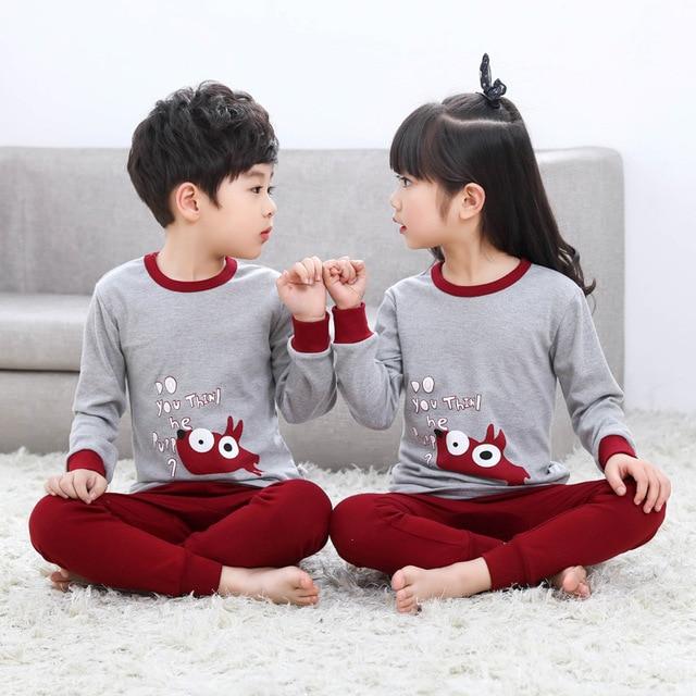 Children Pajamas 2pc Long Sleeve Cartoon Kids Sleepwear Baby Girl Clothes Sleep Suits  Autumn Cotton Child Pyjamas Boy Nightwear