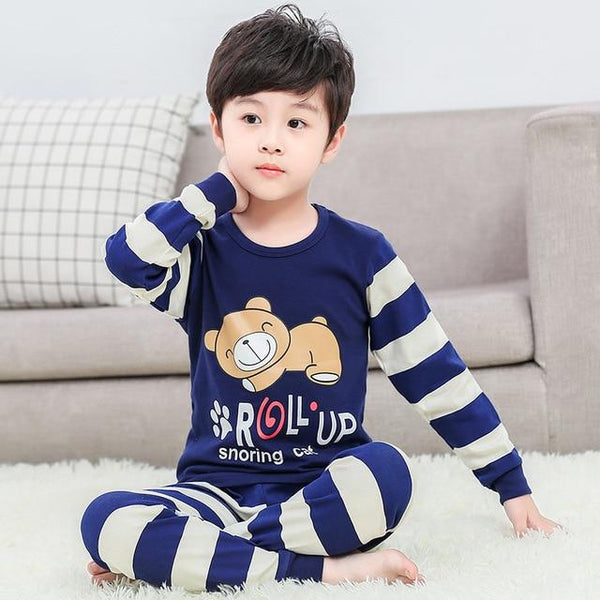 Children Pajamas 2pc Long Sleeve Cartoon Kids Sleepwear Baby Girl Clothes Sleep Suits  Autumn Cotton Child Pyjamas Boy Nightwear