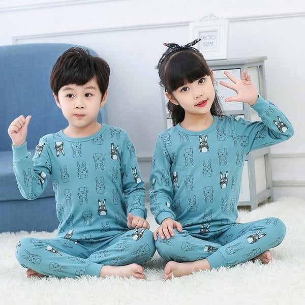 Children Pajamas 2pc Long Sleeve Cartoon Kids Sleepwear Baby Girl Clothes Sleep Suits  Autumn Cotton Child Pyjamas Boy Nightwear