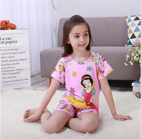 Summer Boys Pajamas Sets Short Sleeve Cartoon Children Sleepwear Character Knitted Teenagers Pajama Sleepwear For Girls Kids