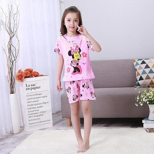 Summer Boys Pajamas Sets Short Sleeve Cartoon Children Sleepwear Character Knitted Teenagers Pajama Sleepwear For Girls Kids